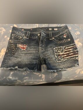 Miss Me Dark Indigo embroidered Jean shorts